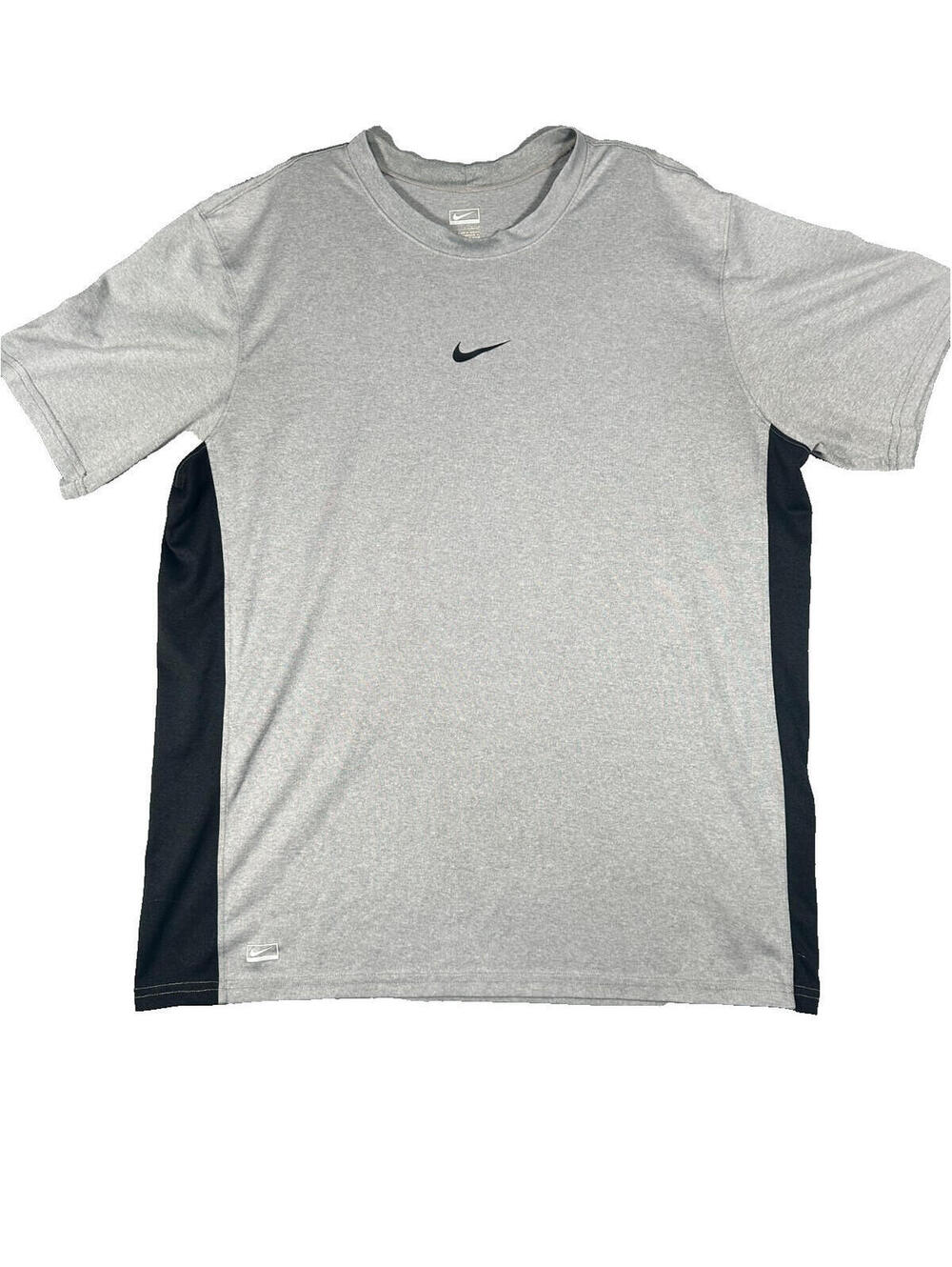 Nike Performance  Athletic Shirt Gray Black Short Sleeve Men's Large
